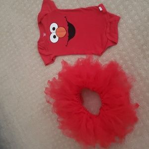 Red Elmo Onesie  with tutu